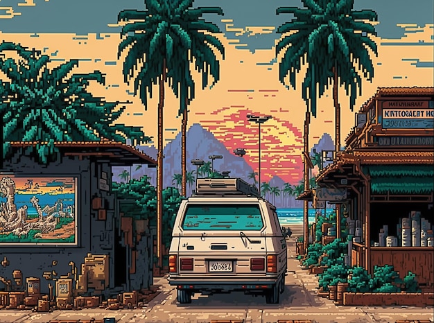 Thailand ein Stil der 1990er Jahre Point and Click 8bit Pixel Art AI generiert