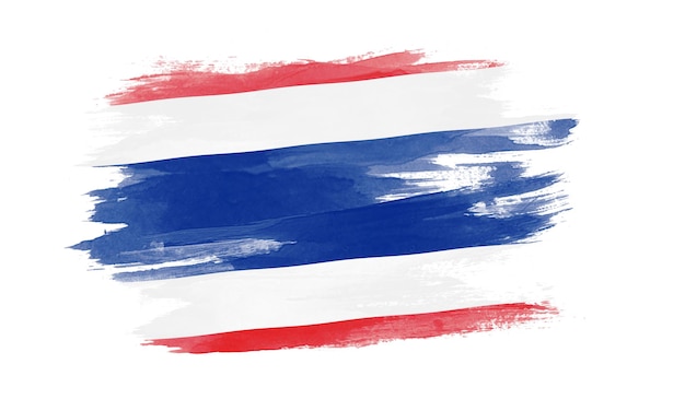 Thailand Flagge Pinselstrich, Nationalflagge auf weißem Hintergrund