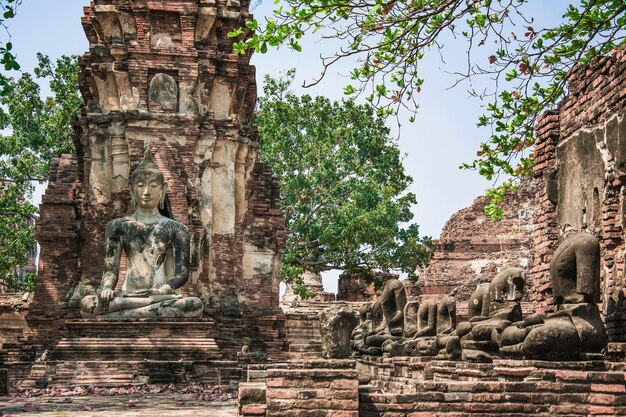 THAILAND Ruinen und Antiquitäten im Ayutthaya Historical Park Touristen aus aller Welt Buddha verfallen