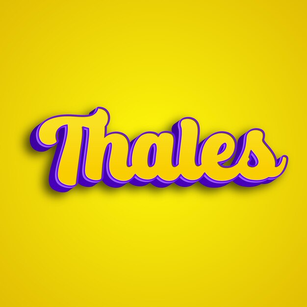 Foto thales tipografía diseño 3d amarillo rosa blanco fondo foto jpg