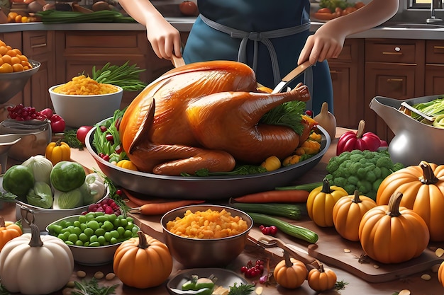 Thanksgiving Country Dinner Dekoration ai generatives Bild
