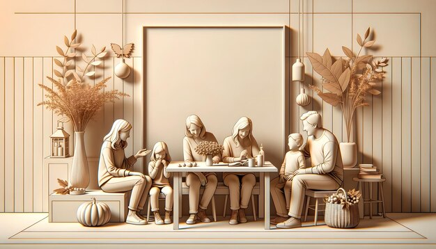 Foto thanksgiving day konzept eine feier der dankbarkeit und gemeinsamkeit 3d-illustration