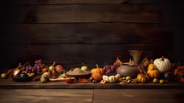 Thanksgiving-Dinner mit leckerem Essen und mit Kopierbereich Generative ai