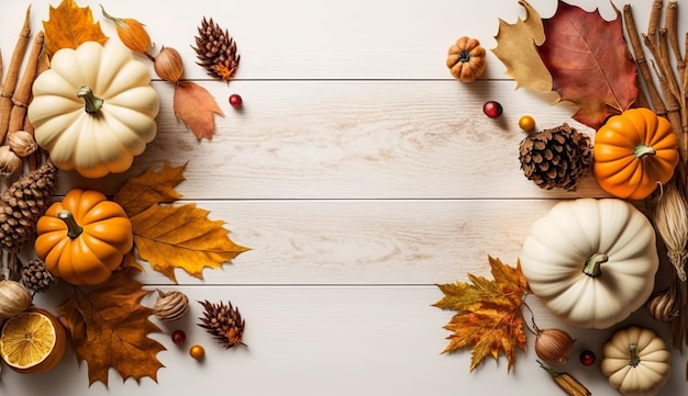 Thanksgiving Holiday Holztisch Hintergrund mit Kopierplatz für Text Generative ai