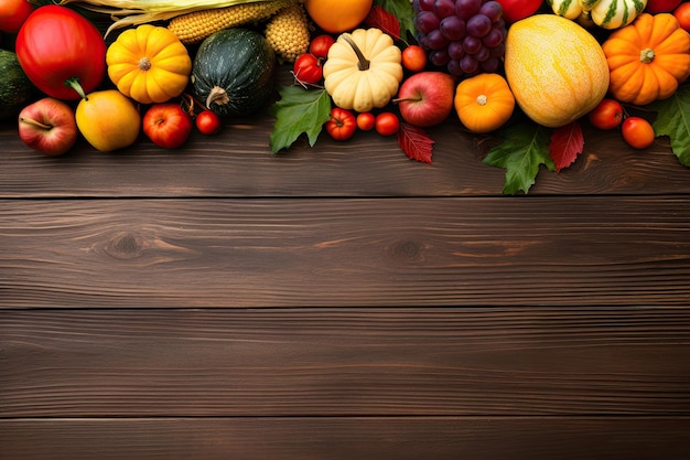 Thanksgiving-Stillleben Gemüse Herbstfrüchte Äpfel auf einem Holztisch Herbst-Halloween-Dekoration