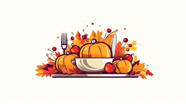 Foto thanksgiving-tag oder herbstkomposition mit kürbissen, orangenblättern oder huhn thanksgiving-essen