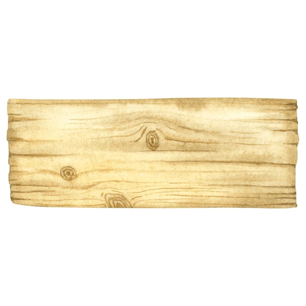 The board is made of light wood Hand drawn watercolor illustration of textured wooden product on isolated background The rustic style drawing is suitable for DIY party decor gardenthemed designs