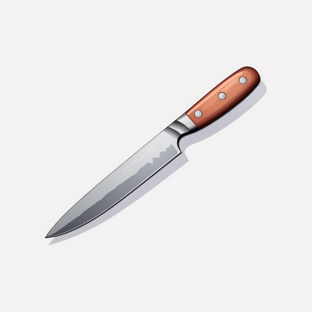 The Playful Kitchen Knife Um desenho animado 2D vibrante em 4K com uma lâmina colocada horizontalmente contra um chicote