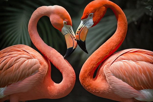 The Valentine Kiss Um par de flamingos se beijando em forma de coração