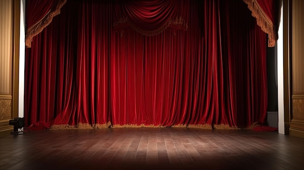 Theaterbühne mit roten Vorhängen Bühnenhintergrundvorlage