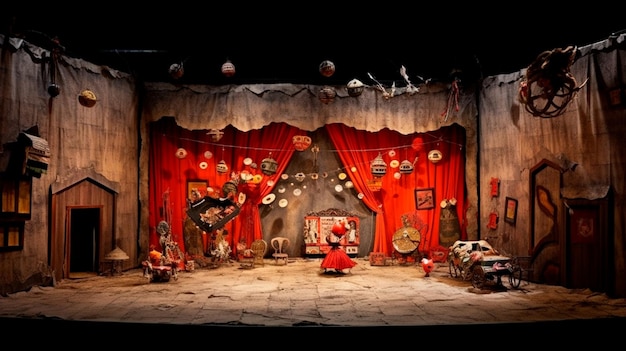 Foto theaterbühne puppentheater dunkler karneval zerstörung