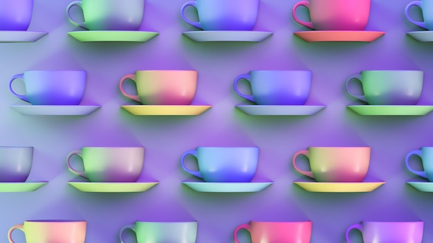 Thema Hintergrund für heiße Getränke Mehrfarbige Tassen