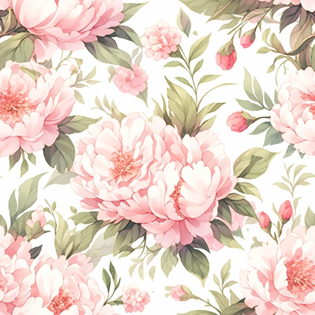 Foto there is a large pink flower pattern on a white background generative ai