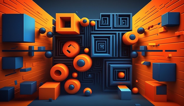 Foto there is a room with a bunch of cubes and boxes generative ai