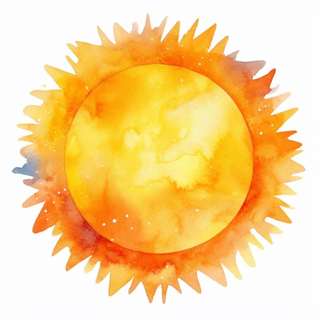 Foto there is a watercolor painting of a sun with a white background generative ai