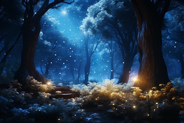 Ätherischer Wald mit Bäumen aus Sternenlicht Oktan 00044 02