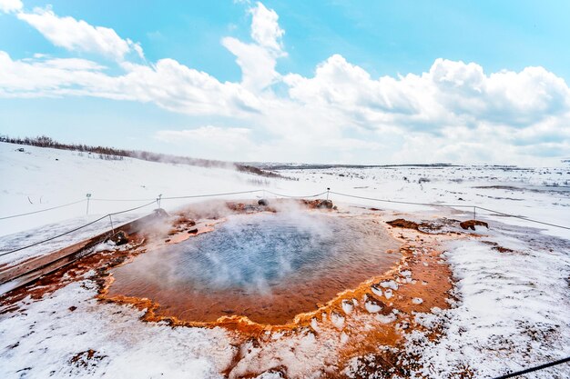 Thermalquelle im Haukadalur-Tal Geysir Geothermalgebiet Winter Island