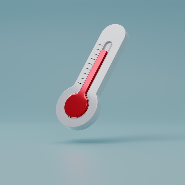 Thermometer mit Kunststoffrückseite und fast vollständig rotem Quecksilber 3D gerendert