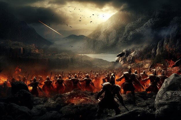 Foto thermopylae standoff spartaner gegen persische macht