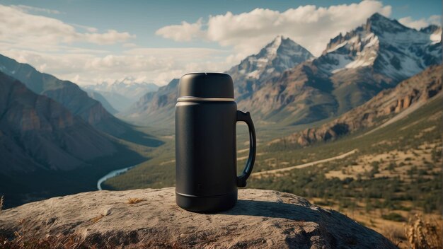 Thermos nas montanhas Paisagem natural Thermos