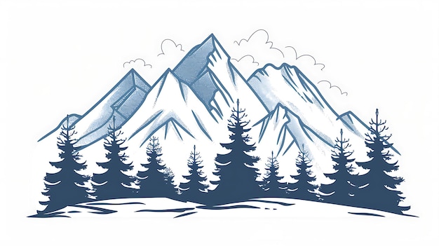 Foto this is a beautiful vector illustration of a mountain landscape the mountains are in the background and are covered in snow