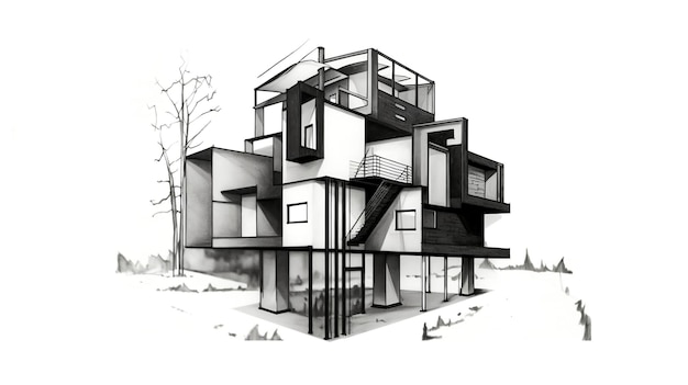 Foto threadlove_architectural_drawing_of_house_black_white_ofwhite2