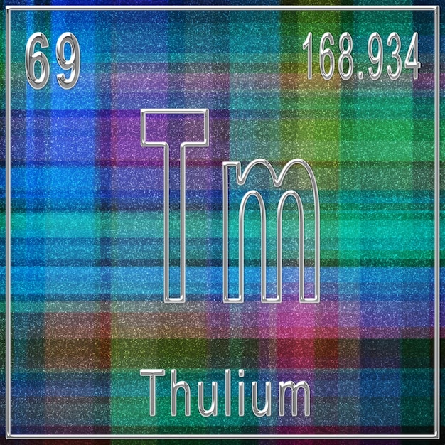 Thulium chemisches Element, Zeichen mit Ordnungszahl und Atomgewicht, Element des Periodensystems