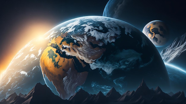 Thumbnail-Design mit Erde im Weltraum