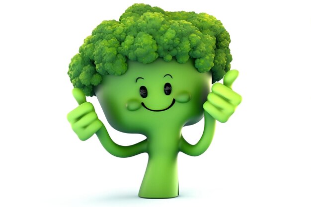 Thumbs Up Broccoli Cartoon aislado sobre fondo blanco IA generativa