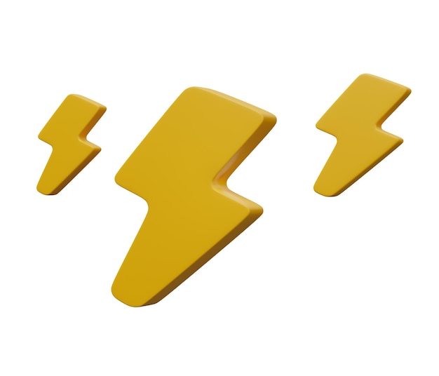 Thunderbolt 3d icon 3d render ilustração mínima do ícone dos desenhos animados