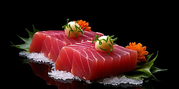 Thunfisch-Sashimi schwarzer Hintergrund