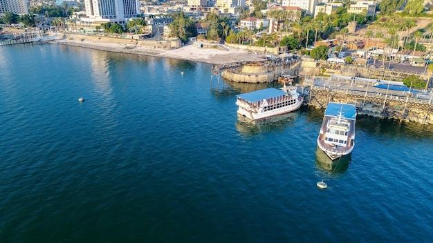 Tiberias Stadt Luftaufnahme des See Genezareth Israel