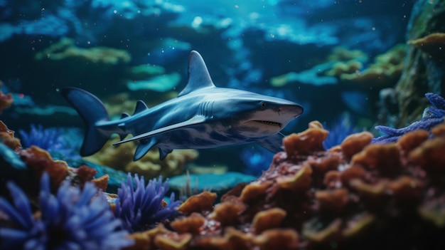 tiburón en hermoso acuario