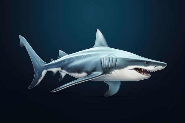 Un tiburón martillo aislado sobre un fondo blanco