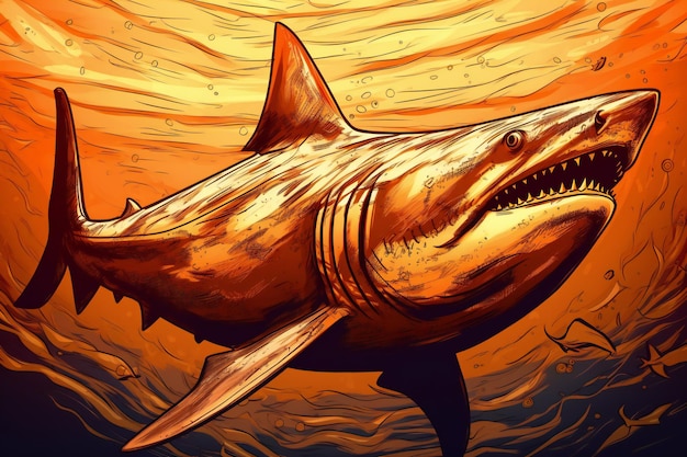 Tiburón en el océano ilustración de un tiburón en el océano