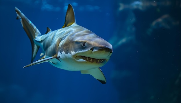 Un tiburón con un tiburón blanco en el agua