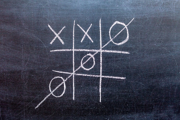 Tic Tac Toe auf Tafel