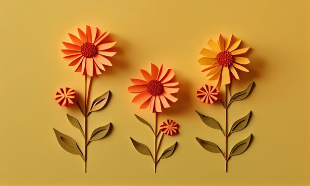 Tickseed-Blumen aus Papierhandwerk Generative KI