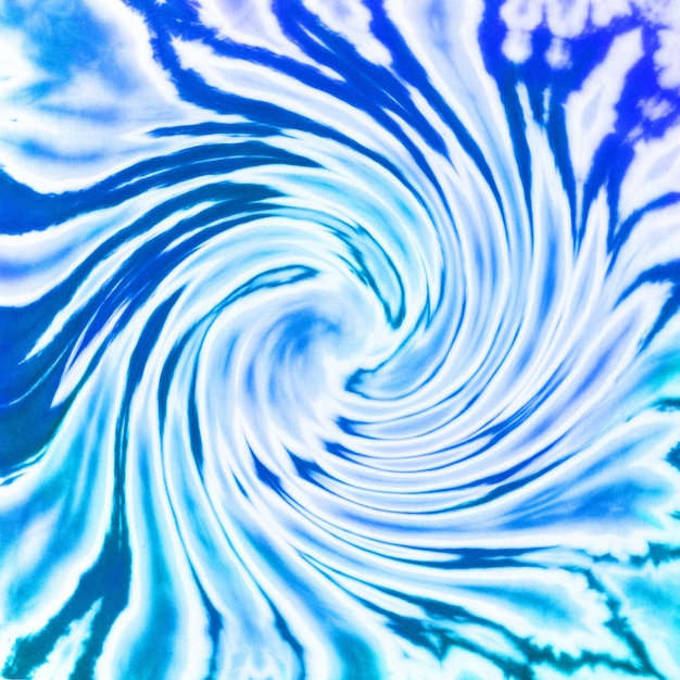 Tie Dye blaue türkisweiße Spirale