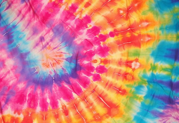 Tie Dye ist ein leuchtend regenbogenfarbenes Muster mit einem spiralförmigen, generativen Design