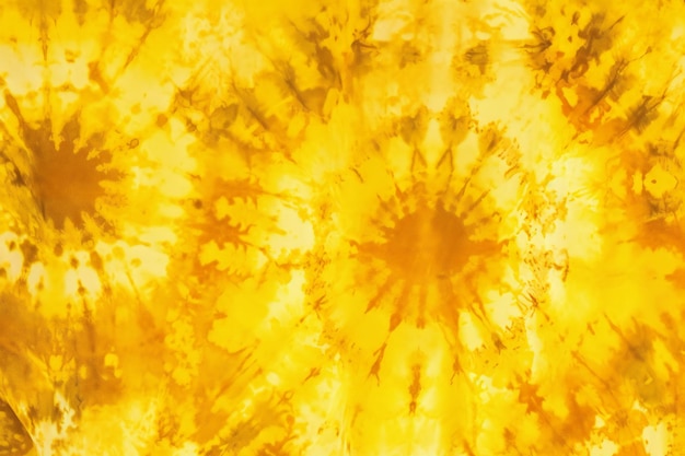 Tie Dye Patrón Circular Amarillo Batik Fondo