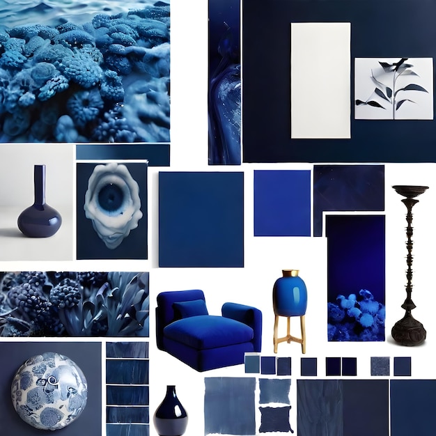 Tiefblaue Stimmungsbrettinspiration