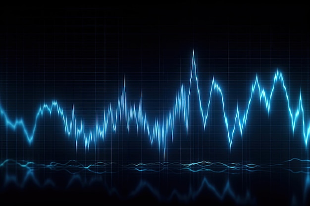 Foto tiempo para tomar precauciones pulso ecg cardiograma alerta de emergencia en fondo azul abstracto