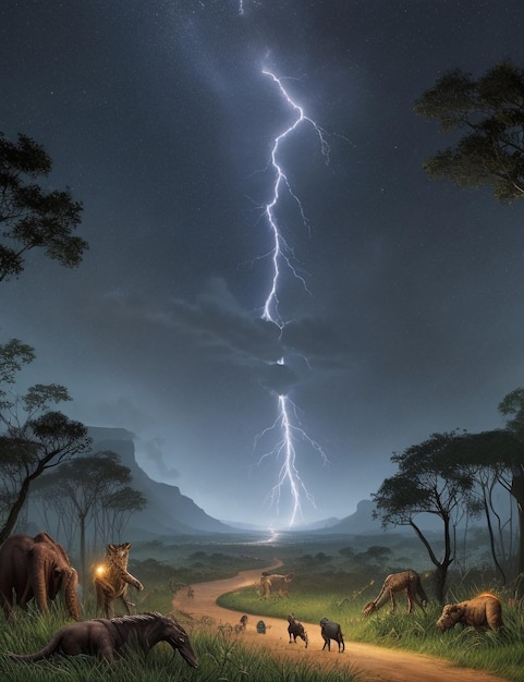 Foto el tiempo de las tormentas eléctricas en los bosques africanos