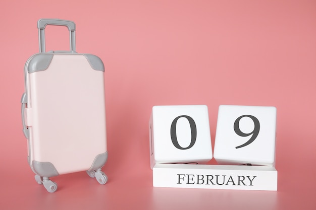 Tiempo para vacaciones o viajes de invierno, calendario de vacaciones para el 9 de febrero