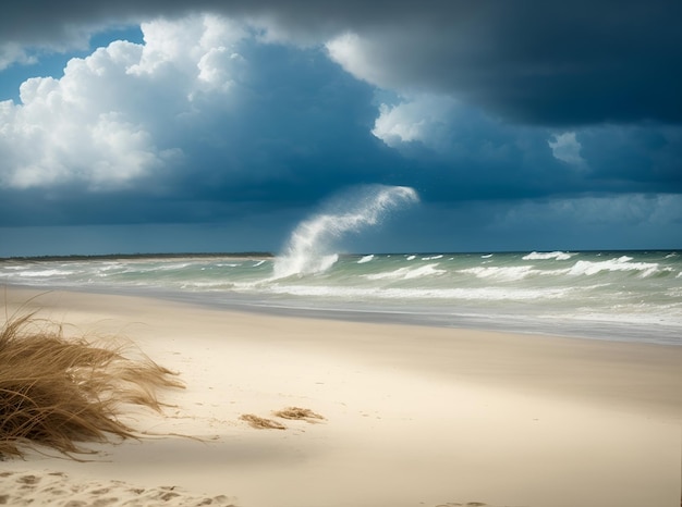 El tiempo ventoso en una playa hermosa vista