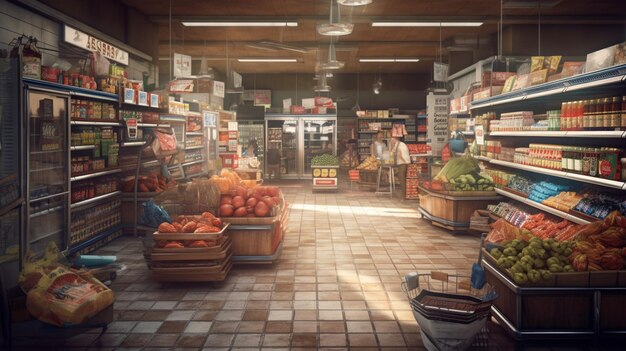 Una tienda de abarrotes con un letrero que dice 'orgánico' en itgenerative ai