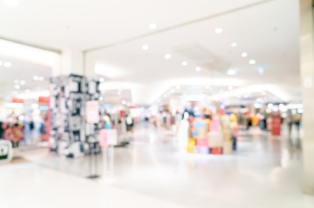 Tienda de desenfoque abstracto y tienda minorista en el centro comercial de fondo