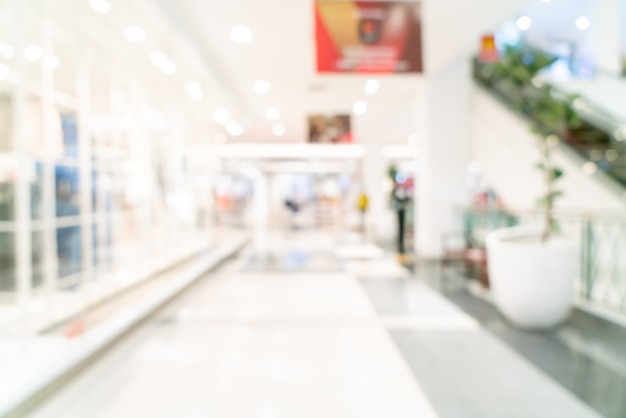 Tienda de desenfoque abstracto y tienda minorista en el centro comercial de fondo