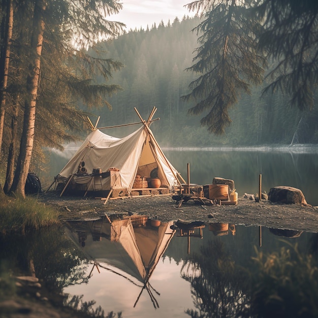 una tienda de estructura moderna en la naturaleza Glamping pod